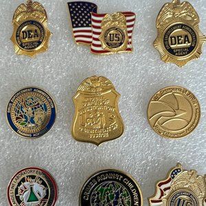 DEA/FBI Lapel Pins - 11 Total